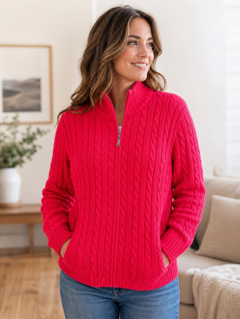 L.L. Bean Cable Knit Sweater in Red